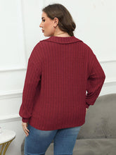 Load image into Gallery viewer, 4 Colors - Plus Size Ribbed Collared Neck Long Sleeve Blouse - Sizes L-4XL Ti Amo I love you
