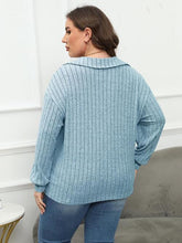 Load image into Gallery viewer, 4 Colors - Plus Size Ribbed Collared Neck Long Sleeve Blouse - Sizes L-4XL Ti Amo I love you
