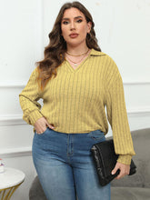 Load image into Gallery viewer, 4 Colors - Plus Size Ribbed Collared Neck Long Sleeve Blouse - Sizes L-4XL Ti Amo I love you
