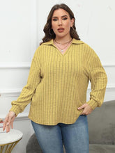 Load image into Gallery viewer, 4 Colors - Plus Size Ribbed Collared Neck Long Sleeve Blouse - Sizes L-4XL Ti Amo I love you
