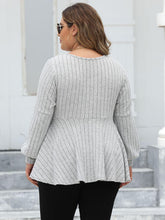 Load image into Gallery viewer, 4 Colors - Plus Size - Ribbed V-Neck Long Sleeve Blouse - Sizes L-4XL Ti Amo I love you
