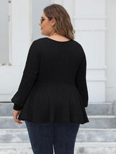 Load image into Gallery viewer, 4 Colors - Plus Size - Ribbed V-Neck Long Sleeve Blouse - Sizes L-4XL Ti Amo I love you
