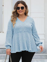 Load image into Gallery viewer, 4 Colors - Plus Size - Ribbed V-Neck Long Sleeve Blouse - Sizes L-4XL Ti Amo I love you
