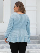 Load image into Gallery viewer, 4 Colors - Plus Size - Ribbed V-Neck Long Sleeve Blouse - Sizes L-4XL Ti Amo I love you
