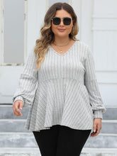 Load image into Gallery viewer, 4 Colors - Plus Size - Ribbed V-Neck Long Sleeve Blouse - Sizes L-4XL Ti Amo I love you
