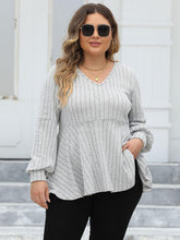 Load image into Gallery viewer, 4 Colors - Plus Size - Ribbed V-Neck Long Sleeve Blouse - Sizes L-4XL Ti Amo I love you
