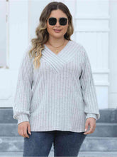 Load image into Gallery viewer, 4 Colors -Plus Size Ribbed V-Neck Long Sleeve Top Ti Amo I love you
