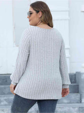 Load image into Gallery viewer, 4 Colors -Plus Size Ribbed V-Neck Long Sleeve Top Ti Amo I love you
