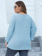 Load image into Gallery viewer, 4 Colors -Plus Size Ribbed V-Neck Long Sleeve Top Ti Amo I love you
