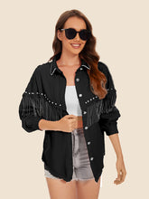 Load image into Gallery viewer, 4 Colors - Raw Hem Fringe Detail Denim Shacket Ti Amo I love you
