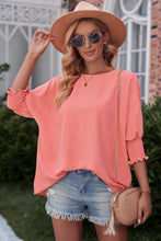 Load image into Gallery viewer, 4 Colors - Round Neck Dolman Sleeve Textured Blouse - Sizes S-2XL Ti Amo I love you
