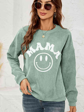 4 Colors - Round Neck Long Sleeve MAMA Graphic Sweatshirt Ti Amo I love you