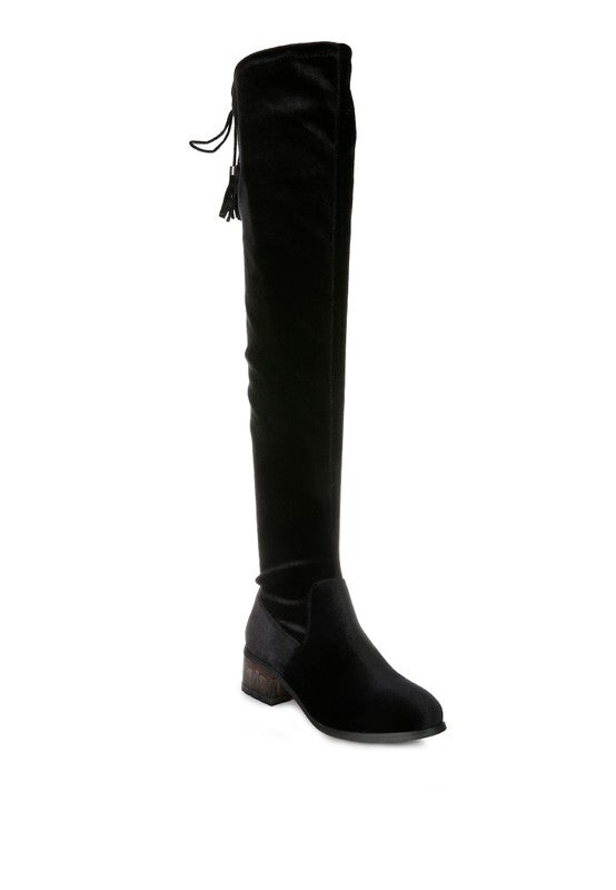 4 Colors - Rumple -  Velvet Over The Knee Clear Heel Boots - Sizes 5-10 Ti Amo I love you