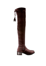 Load image into Gallery viewer, 4 Colors - Rumple -  Velvet Over The Knee Clear Heel Boots - Sizes 5-10 Ti Amo I love you
