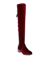 Load image into Gallery viewer, 4 Colors - Rumple -  Velvet Over The Knee Clear Heel Boots - Sizes 5-10 Ti Amo I love you
