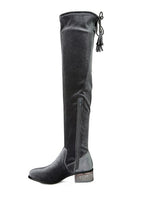 Load image into Gallery viewer, 4 Colors - Rumple -  Velvet Over The Knee Clear Heel Boots - Sizes 5-10 Ti Amo I love you
