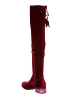 Load image into Gallery viewer, 4 Colors - Rumple -  Velvet Over The Knee Clear Heel Boots - Sizes 5-10 Ti Amo I love you
