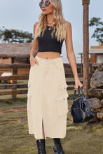 Load image into Gallery viewer, 4 Colors - Slit Front Midi Denim Skirt with Pockets - Sizes S-2XL Ti Amo I love you
