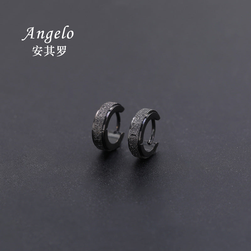 4 Colors - Titanium Steel Hip Hop Buckle Earrings Ti Amo I love you