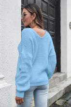 Load image into Gallery viewer, 4 Colors - V-Neck Drop Shoulder Sweater - Sizes S-L Ti Amo I love you
