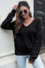 Load image into Gallery viewer, 4 Colors - V-Neck Drop Shoulder Sweater - Sizes S-L Ti Amo I love you
