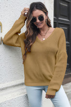 Load image into Gallery viewer, 4 Colors - V-Neck Drop Shoulder Sweater - Sizes S-L Ti Amo I love you
