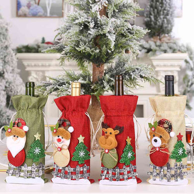 4 Styles -Assorted 2-Piece Christmas Doll Wine Bottle Covers Ti Amo I love you