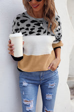 Load image into Gallery viewer, 4 Styles - Color Block Round Neck Lantern Sleeve Sweater Ti Amo I love you
