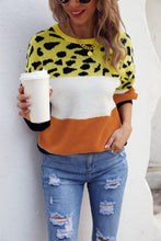 Load image into Gallery viewer, 4 Styles - Color Block Round Neck Lantern Sleeve Sweater Ti Amo I love you
