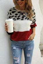 Load image into Gallery viewer, 4 Styles - Color Block Round Neck Lantern Sleeve Sweater Ti Amo I love you
