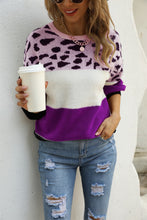 Load image into Gallery viewer, 4 Styles - Color Block Round Neck Lantern Sleeve Sweater Ti Amo I love you
