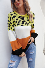 Load image into Gallery viewer, 4 Styles - Color Block Round Neck Lantern Sleeve Sweater Ti Amo I love you
