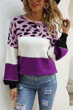 Load image into Gallery viewer, 4 Styles - Color Block Round Neck Lantern Sleeve Sweater Ti Amo I love you
