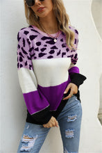 Load image into Gallery viewer, 4 Styles - Color Block Round Neck Lantern Sleeve Sweater Ti Amo I love you
