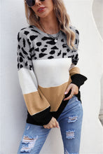 Load image into Gallery viewer, 4 Styles - Color Block Round Neck Lantern Sleeve Sweater Ti Amo I love you
