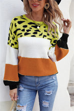 Load image into Gallery viewer, 4 Styles - Color Block Round Neck Lantern Sleeve Sweater Ti Amo I love you
