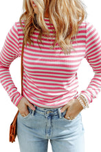 Load image into Gallery viewer, 4 Styles - Striped Print Textured Knit Long Sleeve Tee - Sizes S-XL Ti Amo I love you
