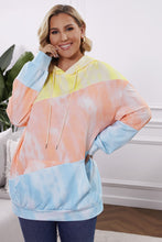 Load image into Gallery viewer, Plus Size Drawstring Color Block Dropped Shoulder Hoodie
