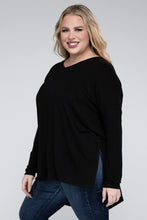 Load image into Gallery viewer, Plus Dolman Sleeve V-Neck Side Slit Hi-Low Hem Top
