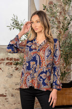 Load image into Gallery viewer, Sew In Love Full Size Wrinkle Free Paisley Print Long Sleeve Top
