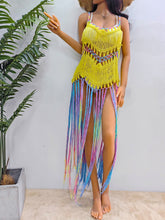 Load image into Gallery viewer, Fringe Scoop Neck Spaghetti Strap Cover-Up
