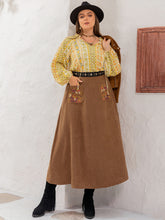 Load image into Gallery viewer, Plus Size Embroidered Pocketed High Waist Skirt
