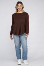 Load image into Gallery viewer, Plus Long Sleeve Round Neck Round Hem Top
