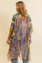 Load image into Gallery viewer, Paisley Print Open Front Kimono w/ Cinched Arms
