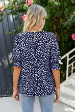 Load image into Gallery viewer, Polka Dot Round Neck Lantern Sleeve Blouse
