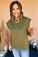 Load image into Gallery viewer, Dark Grey Studded Short Sleeve Top
