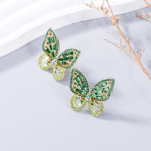 Load image into Gallery viewer, Alloy Inlaid Rhinestone Butterfly Earrings
