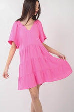 Load image into Gallery viewer, VERY J Texture V-Neck Ruffled Tiered Dress
