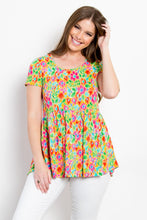 Load image into Gallery viewer, Be Stage Floral Short Sleeve Babydoll Top
