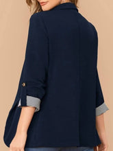 Load image into Gallery viewer, Lapel Collar Roll-Tab Sleeve Blazer
